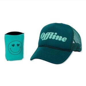 Ulta GWP Teal 'Offline' Adjustable Hat and Smiley Face Koozie 2 Piece Set